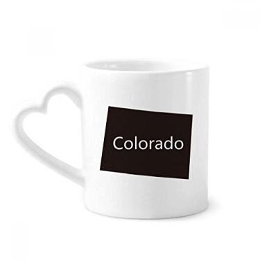 Imagem de Caneca com contorno do mapa dos EUA do Colorado América Caneca de café cerâmica copo de coração de vidro