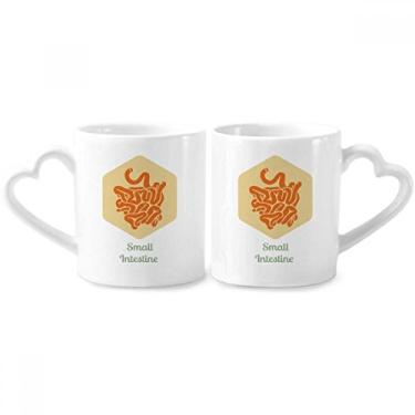Imagem de Body Organs Small Intestine Couple Porcelain Mug Set Ceramic Lover Cup Heart Handle