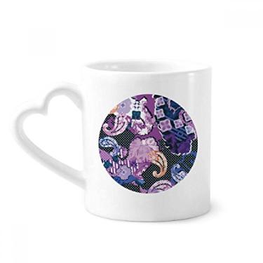 Imagem de Roxo Flor Folha Ponto Linha Abstrata Caneca Café Cerâmica Copo Coração Vidro