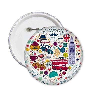 Imagem de Broche de bandeira de ponto de referência do amor coração Big Ben Bus Reino Unido Broche de emblema acessório decoração 5 peças