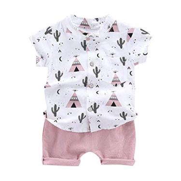 Imagem de 1-4 anos roupas tops + shorts meninos conjunto de camiseta bebê de desenho animado infantil meninos verão (rosa, 3-4 anos)