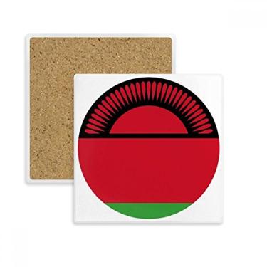 Imagem de Porta-copos quadrada com emblema nacional da África Malawi Porta-copos com pedra isolante