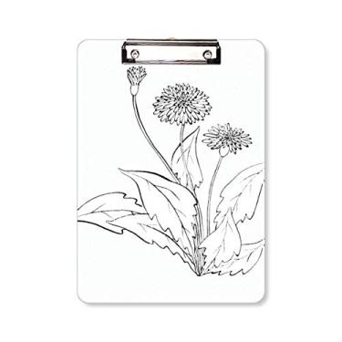 Imagem de Prancheta de flores de dente-de-leão branco preto pasta bloco de notas placa de apoio A4