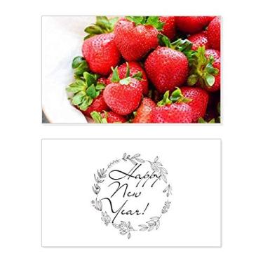 Imagem de Fresh Strawberry Foto de frutas vermelhas de ano novo festival cartão felicitações Bless mensagem presente