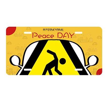 Imagem de DIYthinker Símbolo de aviso amarelo preto triângulo placa de carro decoração dia da paz
