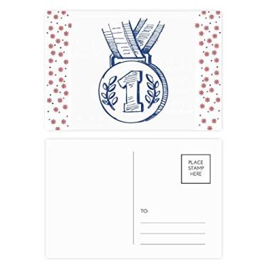 Imagem de Cartão postal Blue Football Championship Medalha Natal Flor Celebração Cartão Postal Blessing