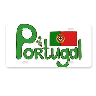 Imagem de DIYthinker Placa de licença com padrão verde bandeira nacional de Portugal em aço inoxidável