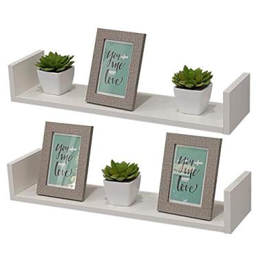 Imagem de Kit 2 Prateleiras U 80 x 15cm Branca com Suporte Invisível