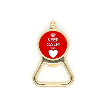 Imagem de Chaveiro de aço inoxidável com citação Keep Calm And Love Red Beer Bottle Cap Opener