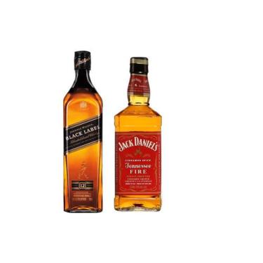 Imagem de Whisky Johnnie Walker Black Label + Jack Daniel's Fire 1L Cd - Johnnie