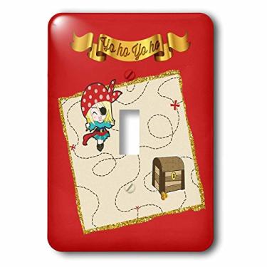 Imagem de 3dRose lsp_212216_1 Faixa de ouro Yo Ho, menina pirata com espada e baú do tesouro no mapa interruptor único