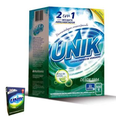 Imagem de Detergente Sabão Máquina Lavar Louça  Secante 500g 2x1 Unik