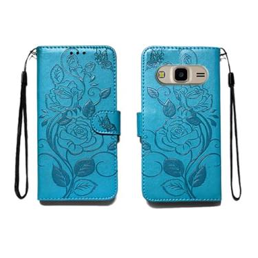 Imagem de shingtomua Para Samsung Galaxy J3 2016/J 3 V/J36V/Sky/Amp Prime Capa carteira em relevo com suporte magnético para cartões de crédito com suporte para capa magnética flip de couro PU à prova de choque