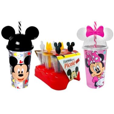 Imagem de Kit Disney com Copos Mickey e Minnie Rosa de Orelhas + Forminha de Sor