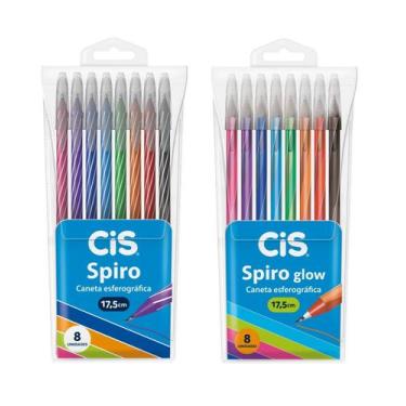 Imagem de Super Kit Caneta Cis Spiro Tradicional + Glow C/16 Sortidas