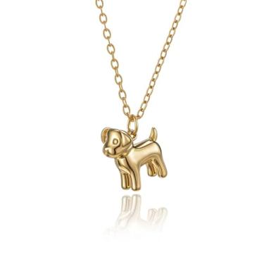 Imagem de MANZHEN Colar personalizado em ouro 18 K com pingente de nome personalizado esculpido em 3D, anjo da guarda, gato, cachorros, galinhas, pingente, 18 Inches, Metal, Sem Pedra Preciosa