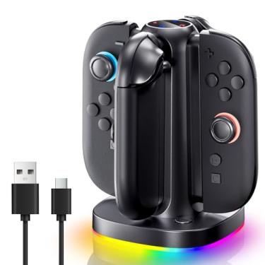 Imagem de BRHE Base de carregamento para Nintendo Switch 2 2025 para Joy-Con 2, acessórios para Switch 2 compatíveis com Joycon 2,4 em 1 carregador com um cabo USB tipo C, preto