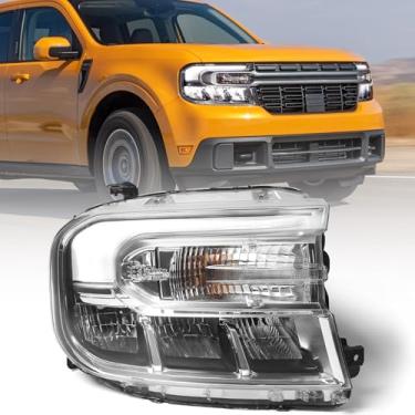 Imagem de KACHIR Conjunto de farol com LED DRL compatível com Ford Maverick 2022 2023 2024 carcaça cromada farol dianteiro direito do passageiro lado direito direito do passageiro