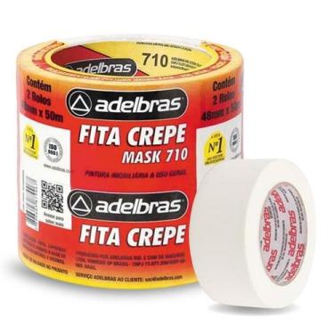 Imagem de Fita Crepe 48mmx50m 2 rolos Adelbras Mask 710 Resistente Boa Fixação I