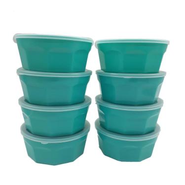 Imagem de 8 Potes Oitavados Com Tampa Marmita Sobremesa 700 Ml Verde