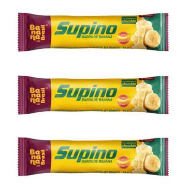 Imagem de Kit 3 barra de banana cobertura de choc. branco 24g banana brasil