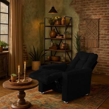 Imagem de Poltrona Cadeira Vitória Papai E Mamãe Com Encosto Macio Para Sala De Descanso Preto