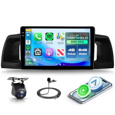 Imagem de Rádio estéreo automotivo 4+64G Android 15 para Toyota Corolla EX 2005-2012 com Carplay sem fio Android Auto, unidade de cabeça de tela interna de 23 cm com GPS/Bluetooth 5.0/FM RDS/EQ/Wi-Fi Mirror