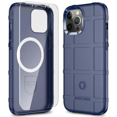 Imagem de LABILUS Rugged Shield Capa protetora tática magnética à prova de quedas de 2,4 m TPU grossa para MagSafe compatível com iPhone 12 Pro Max (6,7 polegadas) - azul marinho