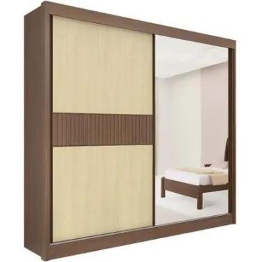 Imagem de Guarda Roupa Titanium Ripado Castanho Linho 2 Portas 6 Gavetas DDoro D