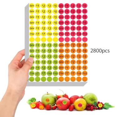 Imagem de Molain 2800 peças de adesivos de preço de venda de garagem, adesivos de preço de 9,5 cm, etiquetas coloridas para vendas de quintal, feiras de condado, feiras de pulgas, etiquetas redondas para uso no