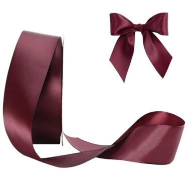 Imagem de HYSSINOWRAP Fita de cetim decorativa para embrulho de presente, 2,5 cm de largura, várias cores disponíveis (010-vinho tinto, 3,5 cm)