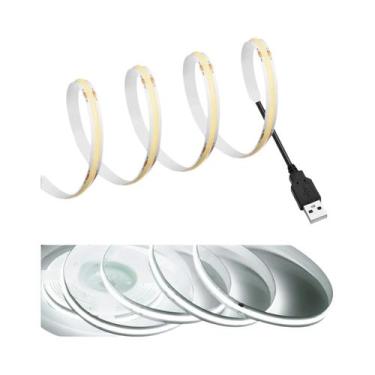 Imagem de Fita LED COB Flexível Branca Quente 320 LEDs 1-5m DC 5V USB Alta Densi
