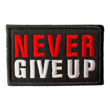 Imagem de Remendo Never Give Up - Emblemas bordados táticos do exército militar divertido meme legal para mochila, bolsa, colete, roupas Molle, academia, com gancho e laço