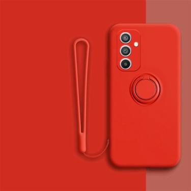 Imagem de Capa magnética de silicone líquido para Samsung Galaxy A54 5G A14 A34 A53 A33 A52S A13 Note 20 Ultra 10 Plus 9 Capa de telefone com suporte de anel, vermelha, para A22 5G