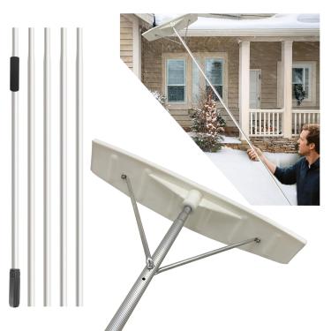 Imagem de Smarkey Ferramenta de limpeza para remoção de ancinho de telhado de neve de 19 m, barragens de gelo, pá raspadora de neve para telhados inclinados de cedro, agitação, carro, rancho, casa, folhas