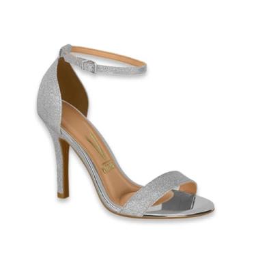 Imagem de Sandália Feminina Vizzano Gisele– Salto Alto Fino Social, Prata, Confortável, Macia e para o Dia a Dia - 36