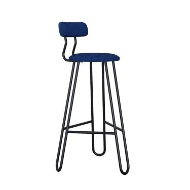 Imagem de Conjunto 4 Banquetas Alta Ginger Com Encosto Azul Jeans City