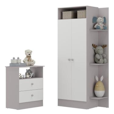 Imagem de Guarda-Roupas 2 Portas com Cômoda 2 Gavetas Multimóveis MP4264