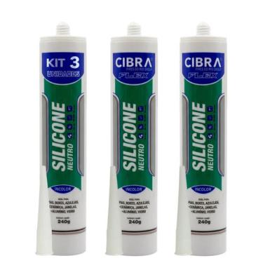Imagem de Kit 3 Silicone Cibrasil Neutro Pia Box Azulejo Granito Cerâmica Janela