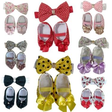 Imagem de Sapatinho + faixa bebê menina kit com 8 - Duda Baby