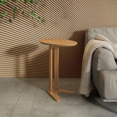 Imagem de Mesa Auxiliar Lateral Orgânica Oval 100% MDF 60cm Marrom - Dalla Costa