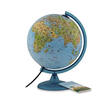 Imagem de Tecnodidattica – Globo terrestre Safari para crianças e adolescentes | Luminoso | Cartografia ilustrada e manual de informações | Meridiano graduado | Textos em português do Brasil | Diâmetro: 25 cm