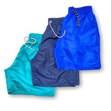Imagem de Kit 3 Shorts Masculino Elástico Na Cintura Básico Tactel - Filó Modas
