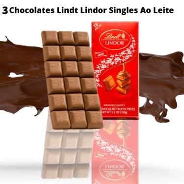 Imagem de Chocolates Lindor Swiss Milk Lindt 3 Tabletes de 100g