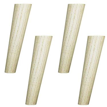 Imagem de Conjunto de 4 pernas de sofá de madeira, pés de móveis de mesa de café afunilados, pernas de substituição de armário, com placa de montagem e parafusos e tapetes antiderrapantes para sofá mesa cadeira