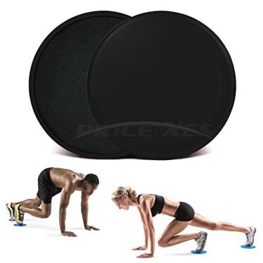 Imagem de (Black - Circle) - 2 x Dual Sided Gliding Discs Exercise Sliders Core Sliders Fitness Ultimate Trainer Gym Home Abdominal & Total Full Body Workout Equipment on ALL surfaces Slide & Glide Exercises