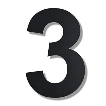 Imagem de BetLight Número de endereço residencial flutuante de aço inoxidável de 25 cm de altura para uso externo/preto/número 3