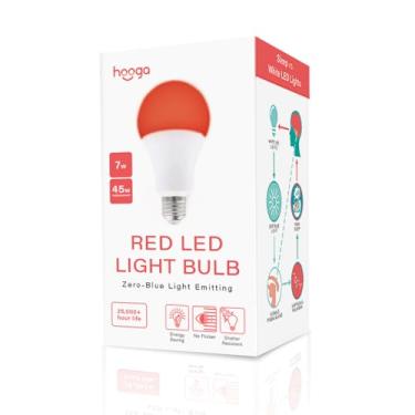 Imagem de hooga Sleep Light Bulb, Blue Light Blocking Red Night Light. 625nm Red Bulb for Healthy Sleep. Baby Nursery Light. 7W LED, 45W Replacement Single
