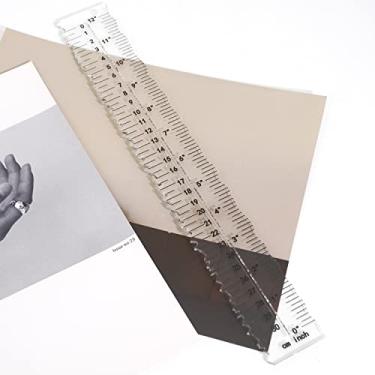 Imagem de UPTTHOW Régua de papel Arylic para cortar papel em linha ondulada irregular e irregular, ferramenta de medição de 30,5 cm para engenharia, escola, escritório, arquiteto e desenho - B