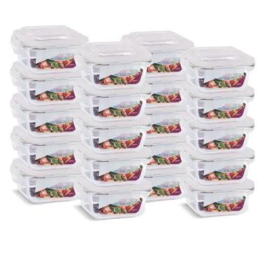 Imagem de Conjunto Jogo 20 Potes Vidro Hermético Tampa 4 Travas 320ml - U4home